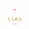 Geboortekaartje klassiek roze hartje Yara voor