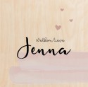 Geboortekaartje roze aquarel Jenna - op echt hout voor