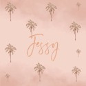 Geboortekaartje roze palmbomen Jessy - rosegoudfolie optioneel voor