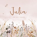 Geboortekaartje meisje bloemen roze Julia voor
