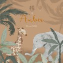 Terra jungle dieren geboortekaartje meisje koperfolie Amber voor