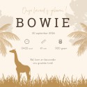 Geboortekaartje neutraal jungledieren Bowie binnen