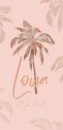 Geboortekaartje roze palm Loua - rosegoudfolie optioneel voor