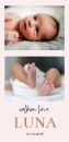 Geboortekaartje meisje roze met foto Luna voor