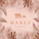 Geboortekaartje roze botanical olifant Marly - rosegoudfolie optioneel voor