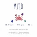 Geboortekaartje onderwaterwereld zeedieren Mina binnen