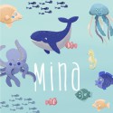 Geboortekaartje onderwaterwereld zeedieren Mina voor