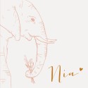 Geboortekaartje dochter olifant koperfolie Nia voor