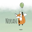 Geboortekaartje vos met groene ballon Noran voor
