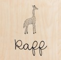 Geboortekaartje dieren giraffe Raff - op echt hout voor