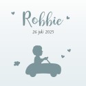Geboortekaartje silhouette auto Robbie voor