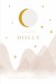 Geboortekaartje meisje roze bergen gouden maan Holly