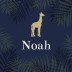 Geboortekaartje giraffe silhouette donkerblauw Noah