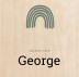Geboortekaartje regenboog groen George - op echt hout