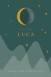Geboortekaartje jongen bergen groen met gouden maan Luca