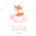 Geboortekaartje vos met kroon op roze wolk Julia