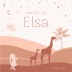 Geboortekaartje meisje giraffe silhouette Elsa