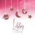 Geboortekaartje roze rode aquarel met maan en sterren Libby