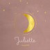 Geboortekaartje roze met goudlook maan Juliette