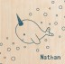 Geboortekaartje narwal Nathan - op echt hout