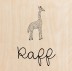 Geboortekaartje dieren giraffe Raff - op echt hout