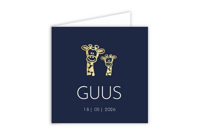 1701-1-geboortekaartje-guus-goudfolie-giraf-broertje-blauw-goud-folie-stoer