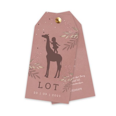 2540-geboortekaartje-labelkaartje-giraf-meisje-bladeren-takjes-roze-terra-lot