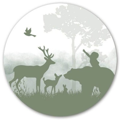 behangcirkel sander bosdieren beer hert hertje konijn silhouet jongen vogel silhouette groen