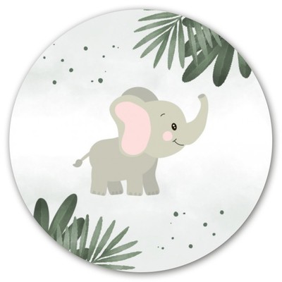 Sluitsticker-watercolour-bladeren-groen-olifant-jongen-meisje-neutraal