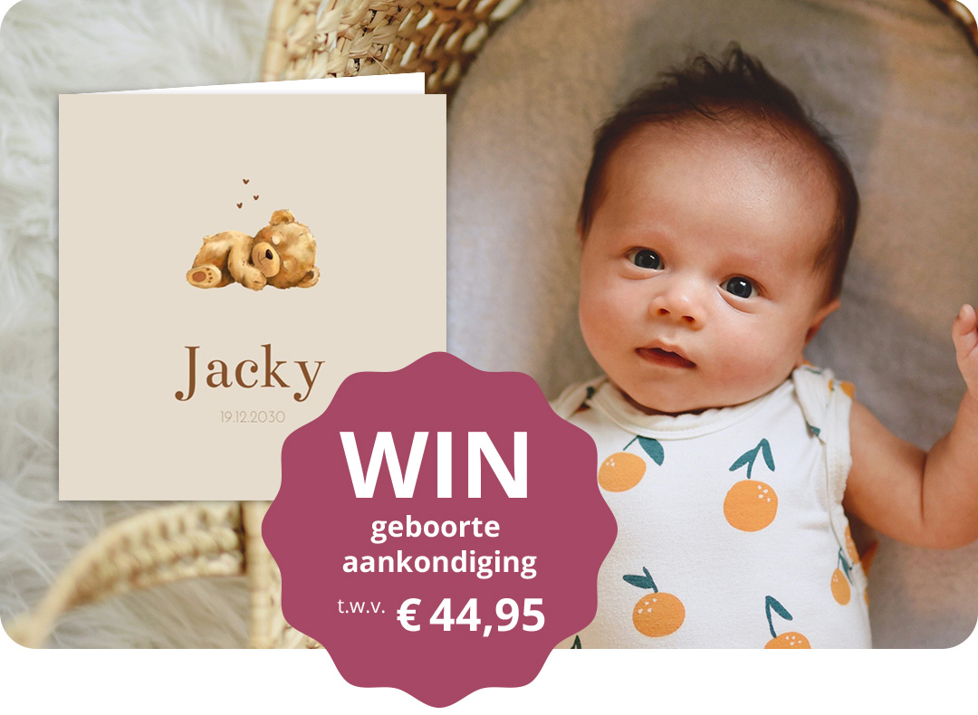 Geboortekaartjes winnen winactie babykaartje jongen meisje geboorte aankondiging
