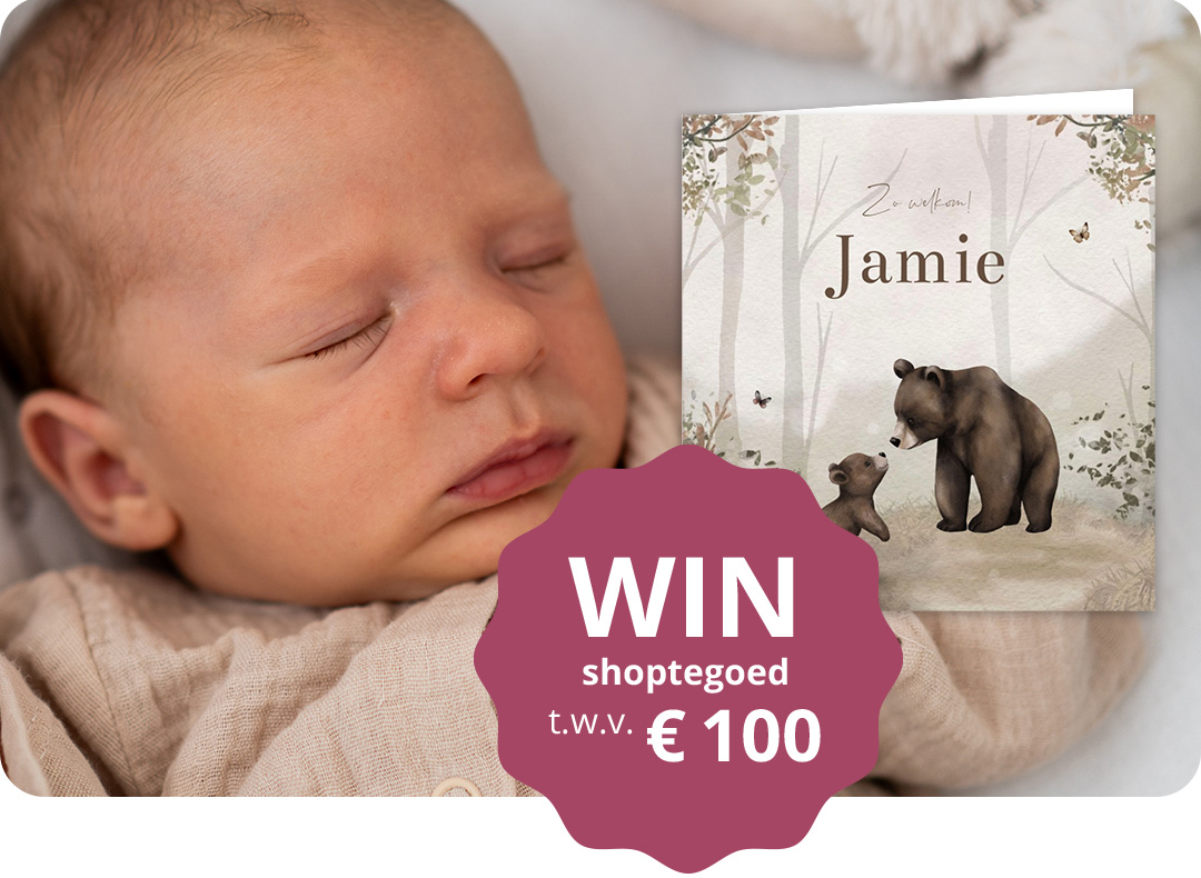 Geboortekaartjes winnen winactie babykaartje jongen meisje geboorte aankondiging