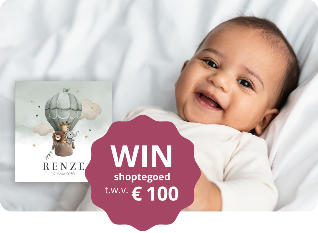 Geboortekaartjes winnen winactie babykaartje jongen meisje geboorte aankondiging