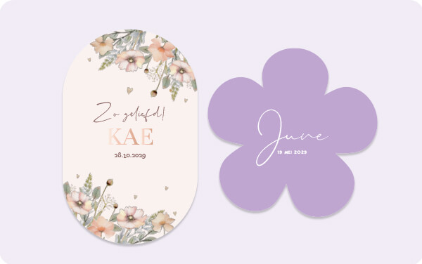 Geboortekaartjes met een bloemen, meisje, lief, schattig, vrolijk