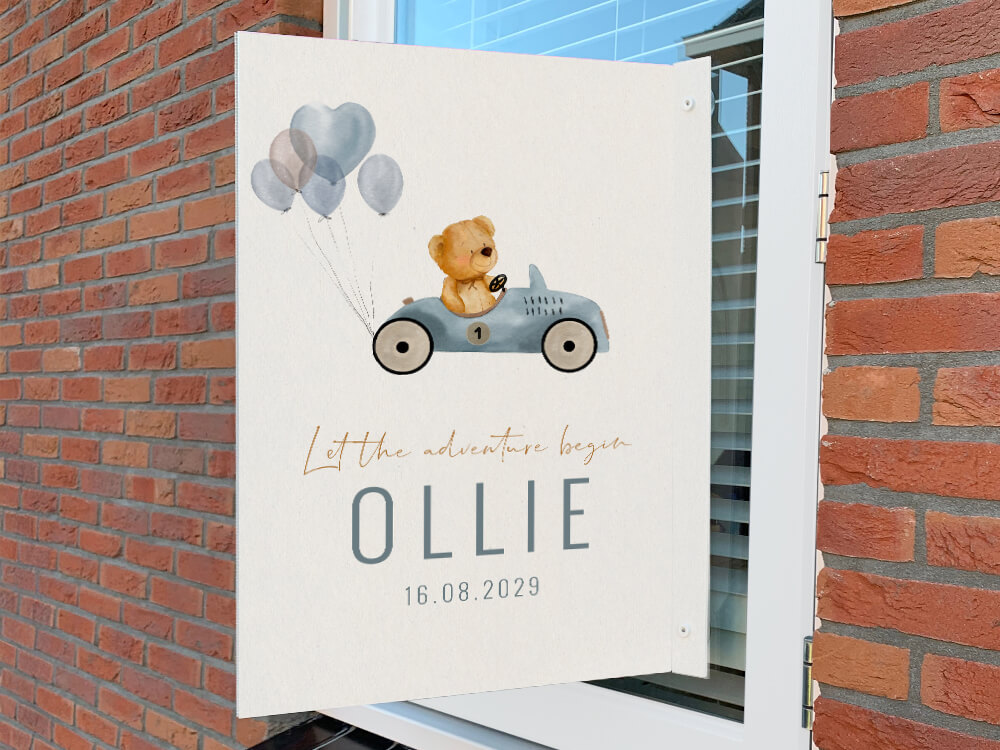 Geboortebord voor het raam, raambord geboorte, zelf een geboortebord ontwerpen