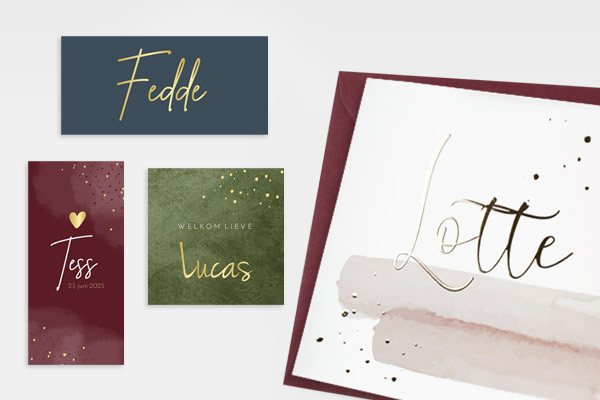 Geboortekaartjes met folie