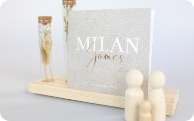 Minimalistische geboortekaartjes, neutraal, jongen, meisje, hartje, naam, babynaam