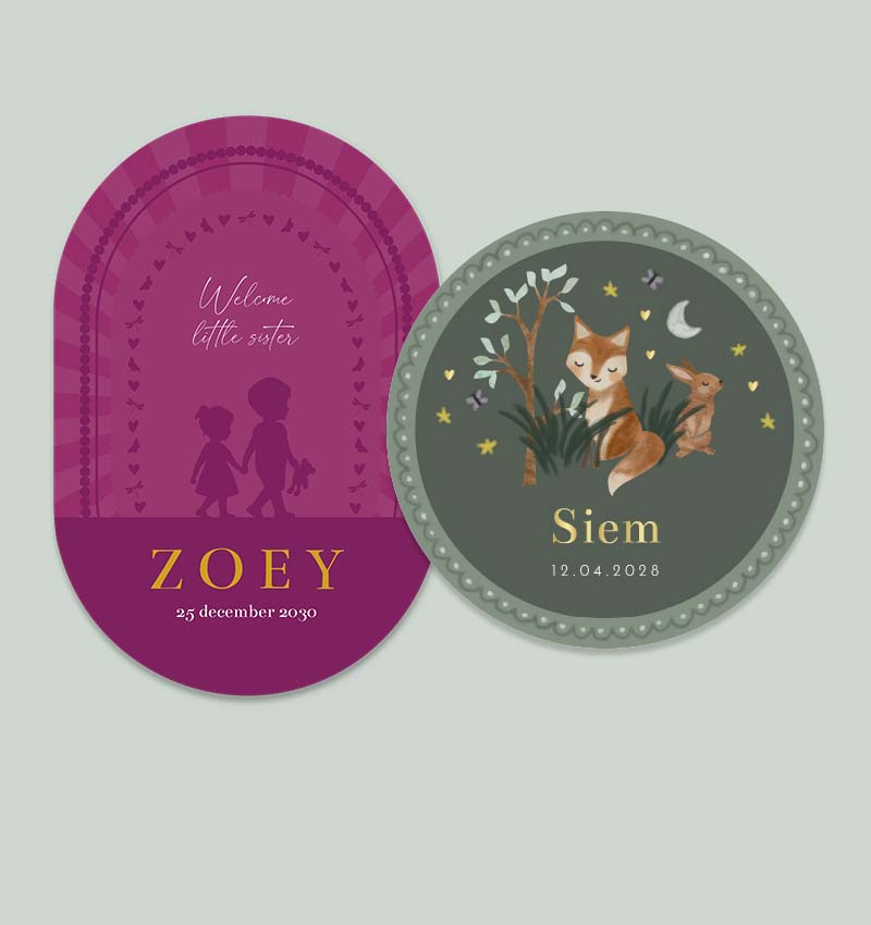 Eclectische geboortekaartjes met vintage en bohemian mix