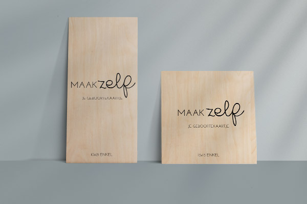 Geboortekaartje op hout zelf maken ontwerpen uniek
