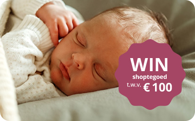 Geboortekaartjes winactie, win 100 euro shoptegoed, bestel een proefkaart en win